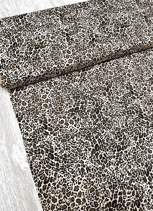 Popelín brown tela leopardo animal print
