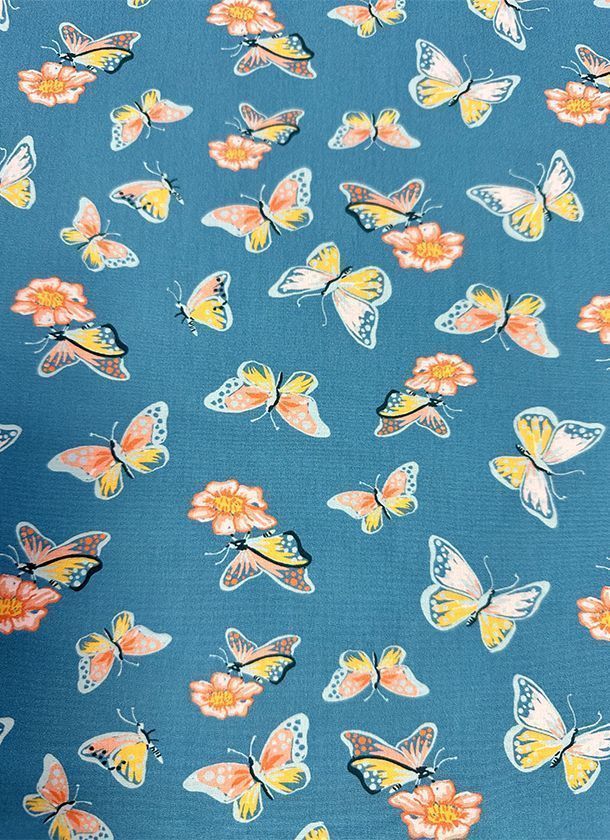 Popelín con mariposas Popelín con mariposas de algodón