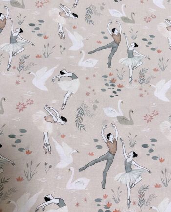 Tela con estampado Ballet y lago de los cisnes