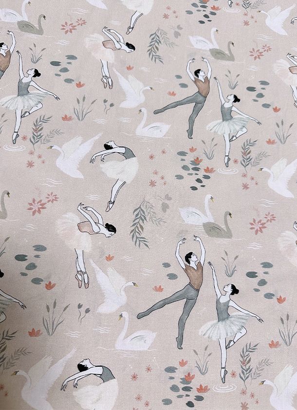Estampado Ballet Tela con estampado Ballet y lago de los cisnes