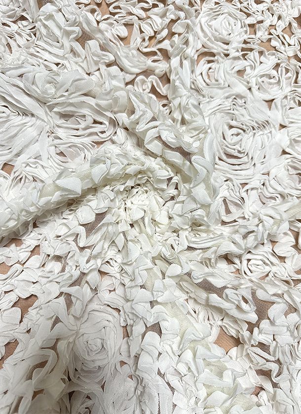 Tul bordado rosas tul bordado rosas tela blanca 3d relieve novia