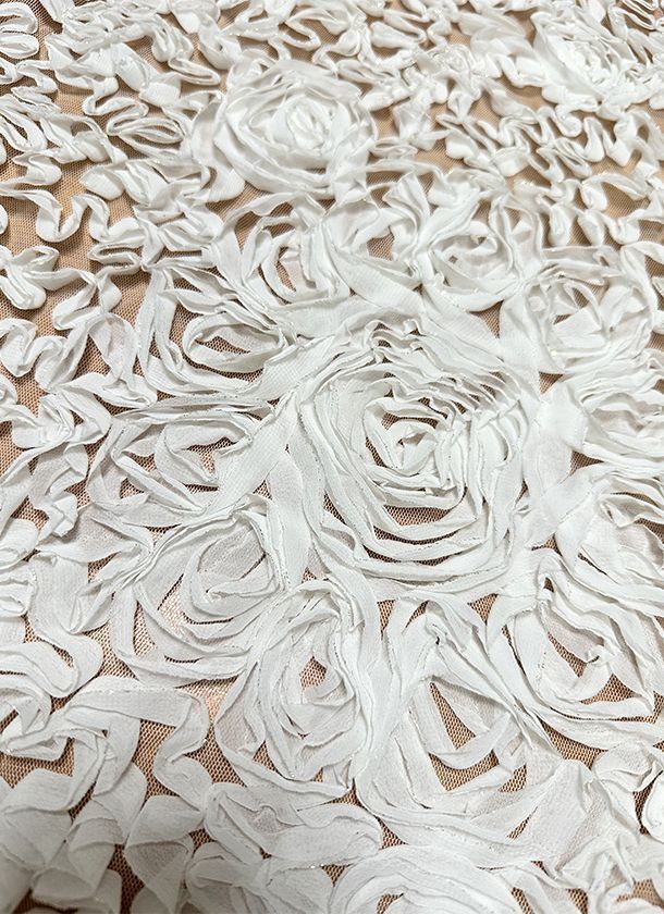 Tul bordado rosas tul bordado rosas 3D blanco tela