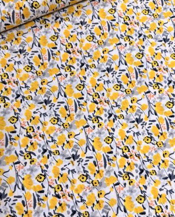 popelín de algodón flores amarillas Daisy Flower